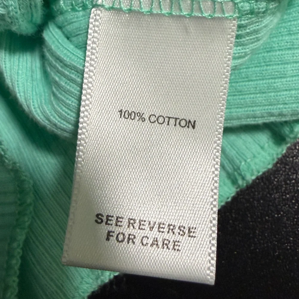 FITZ + EDDI Mint Green Ribbed Cotton Crop Tank Top Size S | Raw Edge Boho